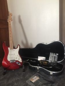 American Fender Stratocaster 2008 In Cherry Red. Hard Case & Fender Accessories