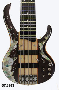 Antoniotsai -Planet inlay handmade-Mexico Bocote Elec 7 strings Guitar Bass 3547