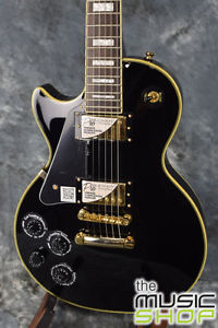 Left Handed Epiphone Les Paul Custom Pro Electric Guitar + Case in Ebony/Black
