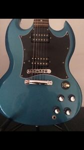 Rare Gibson SG Special electric guitar in blue teal flip-flop
