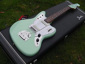 Squier By Fender Vintage Modified Surf Green Jaguar PAINTED HEADSTOCK & CASE!