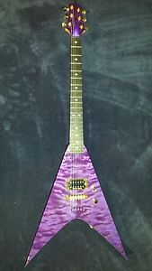 KING V TRANSPARENT PURPLE QUILT TOP&HEADSTOCK,XMAS SALE PRICE,6 STRING GUITAR