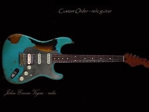 E- guitar - custom order heavy relic - faded Taos Turquoise  - vintage optik