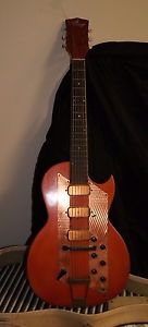 1960's Kay Style Leader Triple 3 Pickup Vintage Electric Guitar Copper w/case