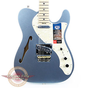 Brand New Fender American Elite Telecaster Thinline in Mystic Ice Blue Demo