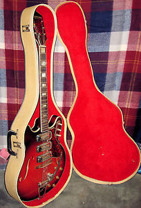 1967 Harmony by Heath H78 Bigsby DeArmond Redburst Electric Guitar W/ Orig Case
