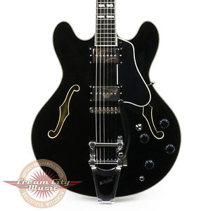 Brand New Eastman T486B-BK Thinline Semihollow Electric Guitar Black with Case