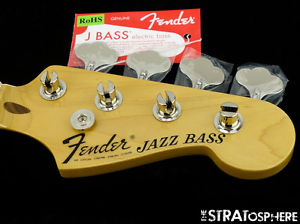 2016 USA Fender Geddy Lee JAZZ BASS NECK & TUNERS J Maple Black Block Inlays