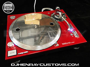 1 custom Candy Red & Chrome Technics SL 1200 mk5 white leds powder coated