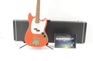Fender Mustang Bass Guitar - Fiesta Red w/ Fender Case - Crafted in Japan