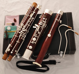 Prof Maple Wooden Bassoon Silver Plated Key 2 Bocals Brand New With Case