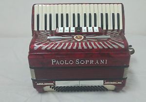 Red PAOLO SOPRANI  Super Donnina model accordion 80 bass Italy mint condition