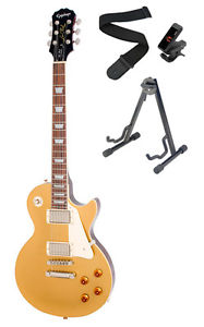 Epiphone Les Paul Standard Guitarra, Oro Metálico & Paquete De Accesorios