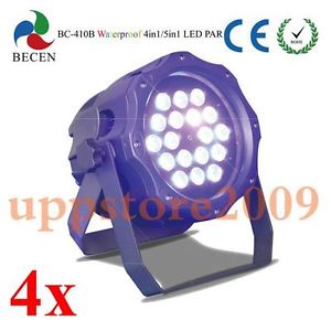 4pcs 18x12 RGBWA Par 64 LED - IP65  WATERPROOF 16 Bit Dimming LED DJ stage light