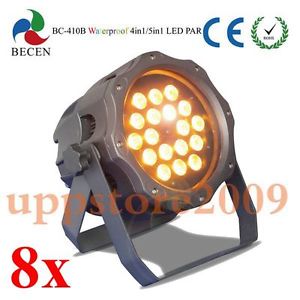 8pcs 18x12 IP65 RGBWA 18x12W LED SIlent Par Waterproof PAR 64 DJ Stage lighting