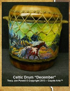 Drum, Celtic Drum December,17" Tall 14" in Dia. magic, wizard, middle ages,