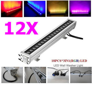 12pcs 18x3w rgb 3 in 1 waterproof led dj wall wash light IP65 bar stage lighting