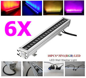 6pcs waterproof 18x3w LED Wall washer RGB 3IN1 outdoor led lights wall washer