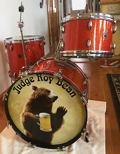 Gretsch Round Badge Tangerine Sparkle Progressive Jazz Drum Set Kit Vintage