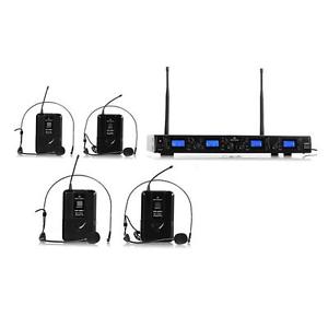 MALONE DJ PA FUNK MIKROFON MICROPHONE 4-KANAL UHF STUDIO BÜHNEN 4x HEADSET PAKET