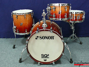 Sonor SQ2 Maple Shellset  -  "Birdseye Sunburst Fade"  -  20,12,14" + 14x6"
