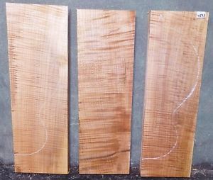Flame Maple #4593 Luthier Wood THREE PCS. Exhibition Grade 5A Instrument Wood