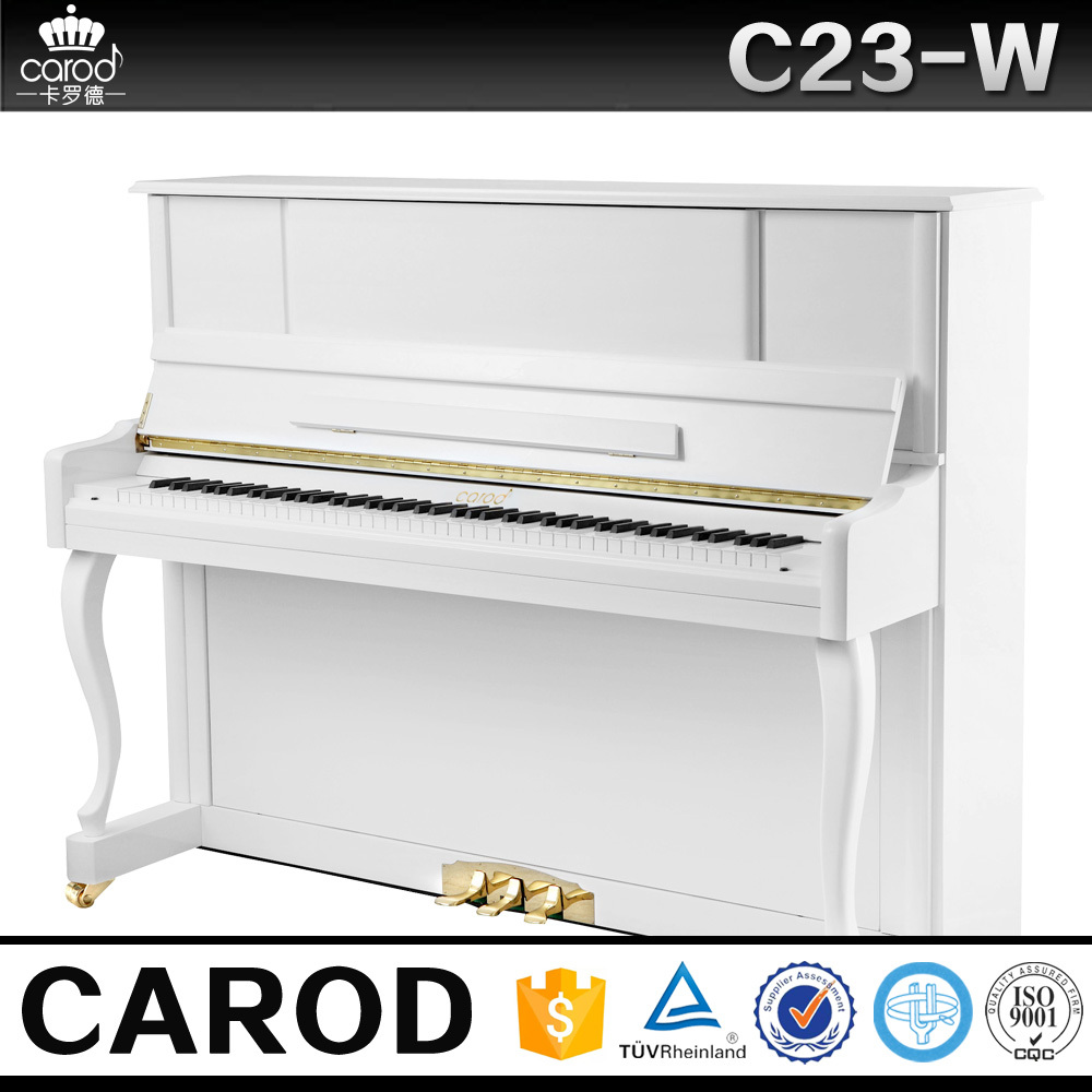 white baby piano size 123cm with white chair cover and piano white bench