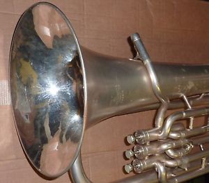 Vintage Boosey & Hawkes England Regent Matt Silver finished Tuba 3 valve