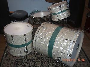 Keller Shells Custom Drum Kit 22X22,16X14,12X8 Maple Hoops Offset Tube Lugs MINT