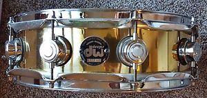 DW Bell Brass 4x14 Collectors Series Snare Drum Born 2/12/2002 B/C Badge