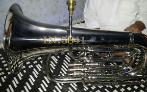 TUBA EB FLAT_LARGEST^MUSICALINSTRUMENT^BRASS BAND PURE BRASS IN CHROME POLISH