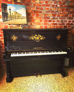 FLASH SALE! Antique Bechstein Upright Piano Overstrung Black Ebony Overhauled