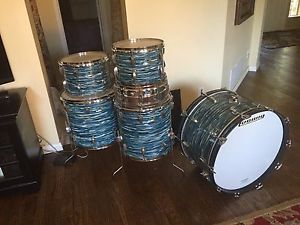1970's Ludwig Blue Oyster 24-13-14-16-18 Drum Set- Excellent Condition- 3-ply