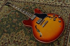 Gibson ES-335 Block Brown w/hard case Free shipping Guitar from Japan #E690