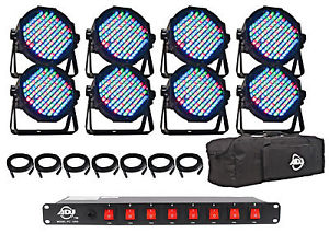 American DJ MEGA FLAT PAK PLUS 8x Mega Par Profile+DMX Cables+Bag+Power Strip