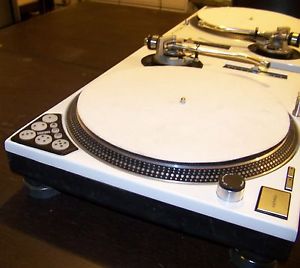 2 - WHITE Custom Technics 1200 MK2 turntable w/recessed dicer & blue LED's