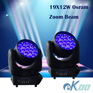 2Pcs! 19X12W OSRAM RGBW LED Zoom Beam Moving Head Stage light DJ Disco American