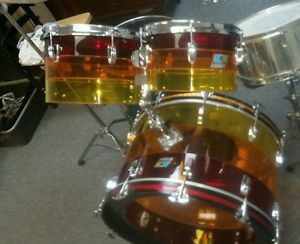 1970's Ludwig Vistalite Tequila Sunrise  Drumset 3 Piece's, excellent condition