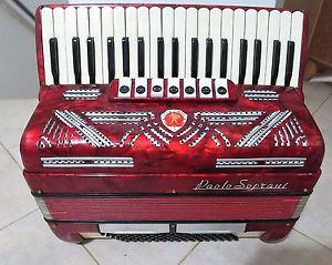 Red PAOLO SOPRANI  Super Donnina model accordion 80 bass Italy mint condition