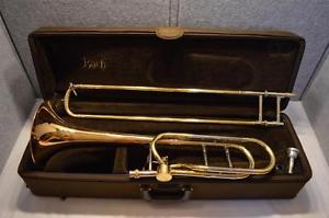 BACH 42A STRADIVARIUS TROMBONE WITH  HAGMANN VALVE GOLD BRASS BELL - FREE SHIP