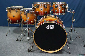 DW USA Collector's Series Exotic Shellset "Rich Red Fade over Heartwood Curly"