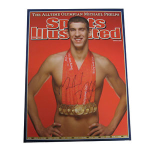 Michael Phelps Autographed Sports Illistrated Cover With His 8 G AFTAL