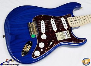 Fender Deluxe Players Stratocaster Guitar Transparent Sapphire Blue Demo! #36246