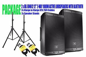 JBL EON612 12" 2-WAY WITH BLUETOOTH + 2x SPEAKER STANDS +2x XLR Cable 20ft