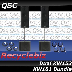 QSC Dual KW153 KW181 Bundle  Speakers & Subs w/ Cables!