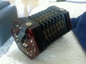 Lachenal English Concertina 48 buttons, 6 fold bellow leath, ca. 1875, retuned
