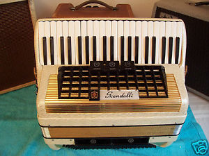 Scandalli 120 bass Accordion White & gold color accordian 3-2 reg. VG Cond. 17"