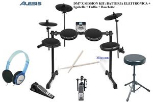 ALESIS DM7 X SESSION KIT BATTERIA ELETTRONICA SGABELLO CUFFIA BACCHETTE PAD TRIG