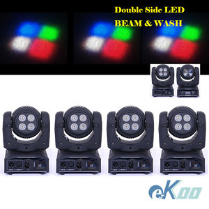 4Pcs! Double Sides LED BEAM and WASH Moving Head Stage Light DJ Disco American