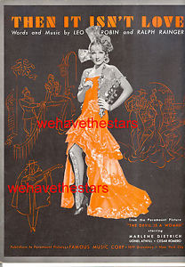THE DEVIL IS A WOMAN Sheet Music "Then It Isn't Love" Marlene Dietrich